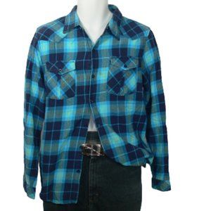 Urban Heritage Plaid Shirt Blue Black Checkered